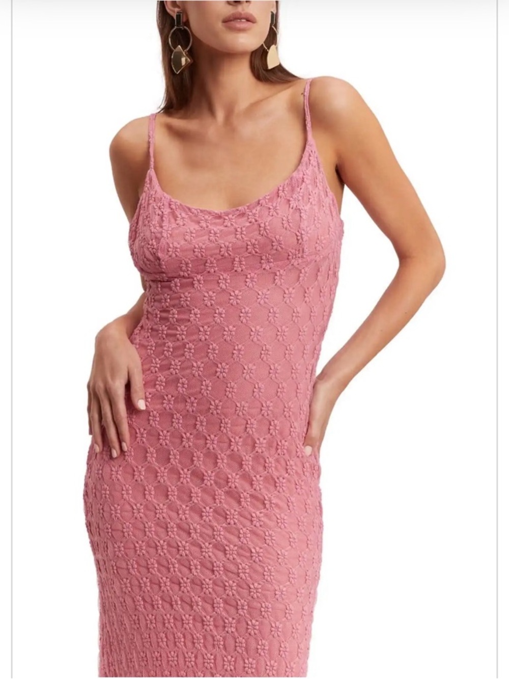 Bardot Dusty Rose Crochet Slip Dress
